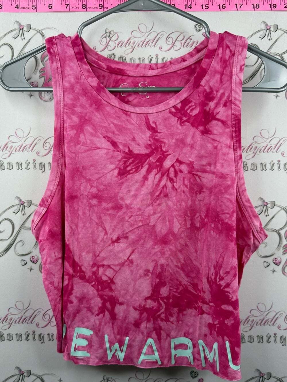 Jessica Simpson tank top cropped the warm up Pink Tie-Dye Cropped Tank Top